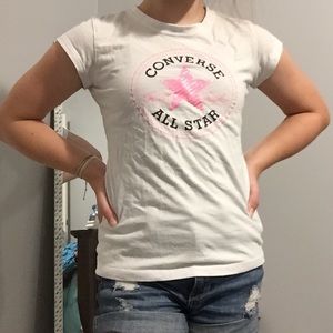 White And Pink Converse T-shirt